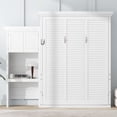 thumbnail image 4 of Euroco Wood Queen Size Murphy Bed with Storage Cabinets and Shelves, Wall Bed with Desk, White, 4 of 21