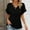 Black, variant on Womens V Neck Waffle Knit Button Henley Tee Shirts Rolled Short Sleeve Tops Summer Casual Loose Solid Tunic Shirt