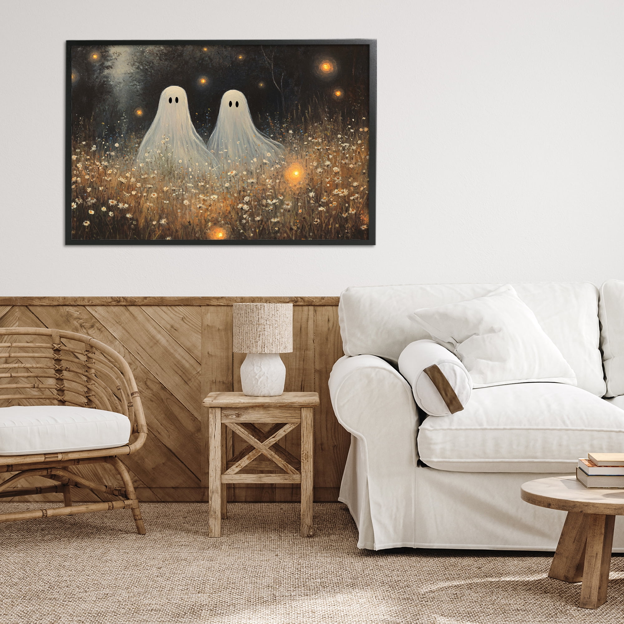 Stupell Industries Ethereal Ghost Twins Black Framed Giclee Art, design by Jacky Ngan