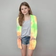 thumbnail image 2 of MKOSPLRT 5-14Y Long Cardigans for Girl Tie Dye Fall Cardigan Sweaters Open Front Long Sleeve Lightweight Cardigan Jacket with Pocket, 2 of 7
