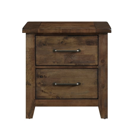 2 - Drawer Classic Nightstand / Bedroom Furniture Piece / Rubberwood with Rustic Appeal