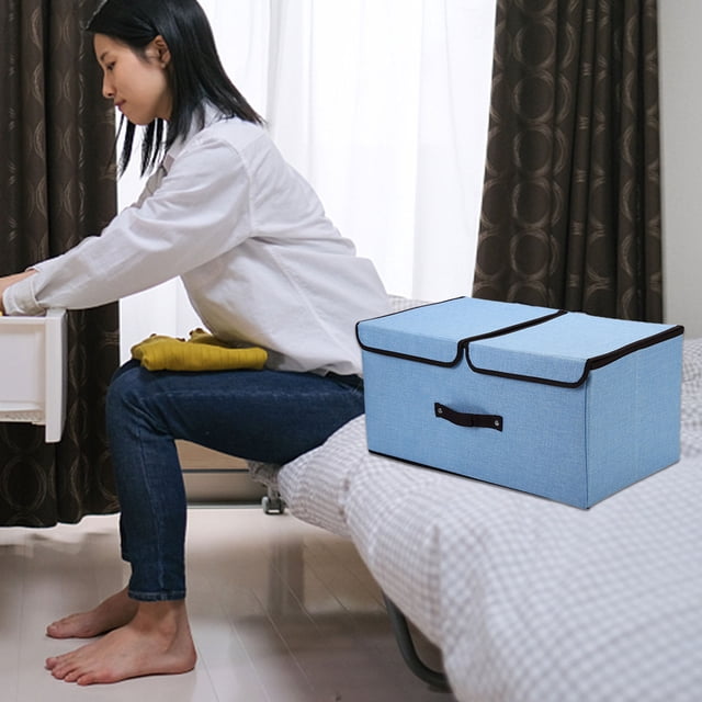 Storage Storage With Double Lids Foldable Linen Fabric Storage Boxes With Lids Collapsible Closet Organizer Containers With Cover For Home Bedroom Roll Small Closet Storage under Couch Storage College