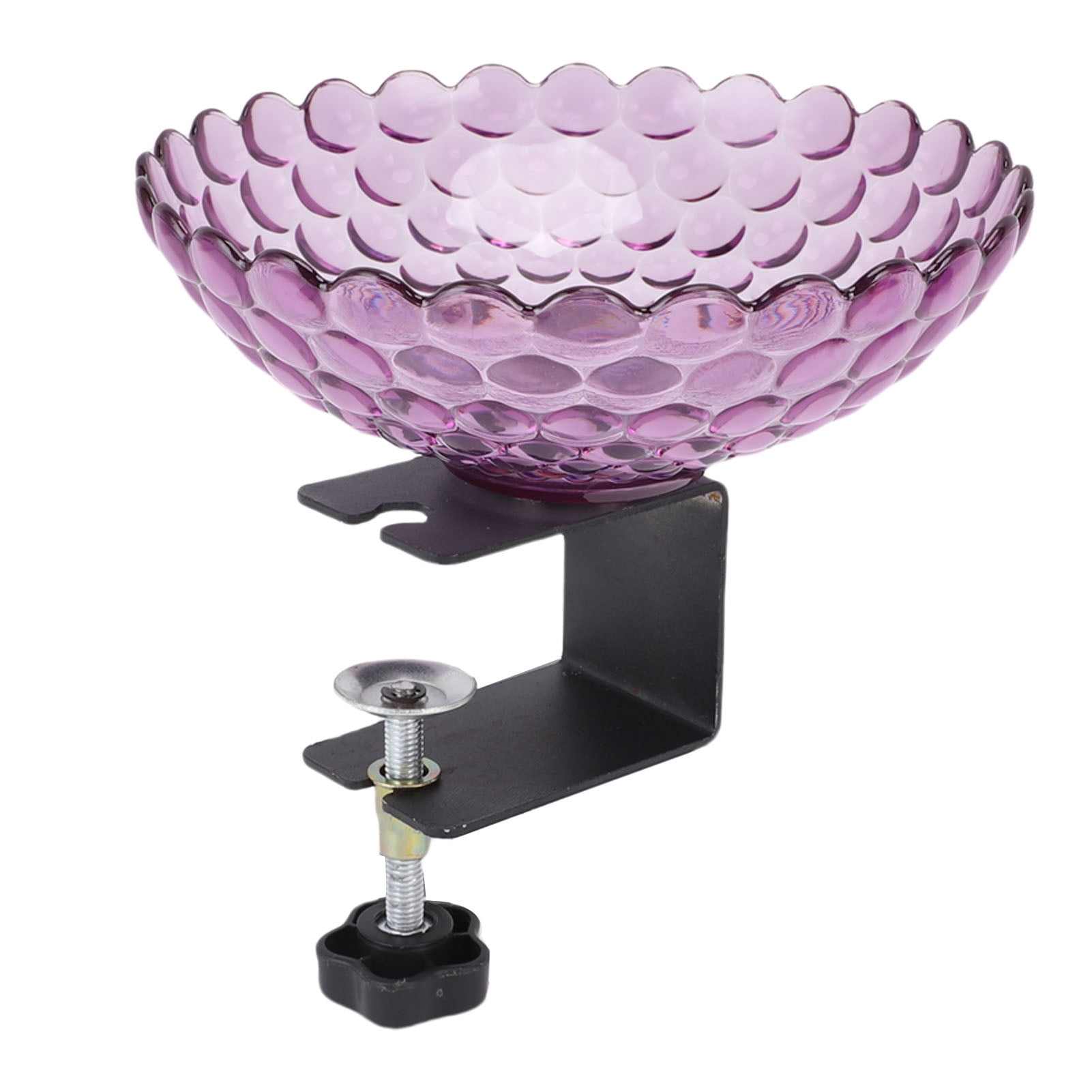 YAHHU Deck Mounted Bird Bath Plastic Detachable Bird Feeder Water Bowl with Adjustable Clamp for Fence Balcony Garden Yard Decor Purple 6.9x5.12 inches / 17.5x13 cm