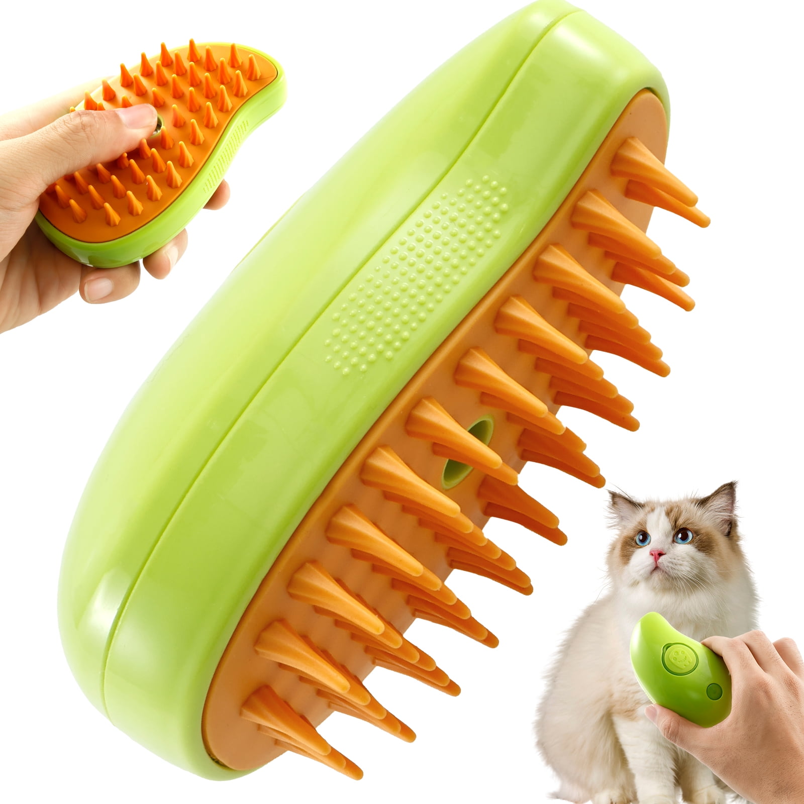  uessegs Steam Cat Brush, 3 in 1 Spray Cat Brush, Steam Cat Brush  for Massage, Self-Cleaning Steam Cat Brush, Cat Grooming Brush for Removing  Knots and Loose Hair（Green） : Pet Supplies