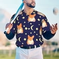 thumbnail image 4 of Fotbe Corgi Lying With Moons And Stars Baseball Jersey Shirt for Men and Women, Casual Short Sleeves Button Down T-Shirt-4X-Large, 4 of 9