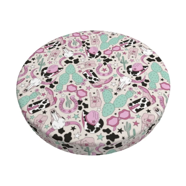 Balery West Cowgirl Disco Fundas de asiento para taburete de bar redondo de tela de terciopelo ajustables que protegen de arañazos y manchas para sillas de 14 a 17 pulgadas.-12 inch