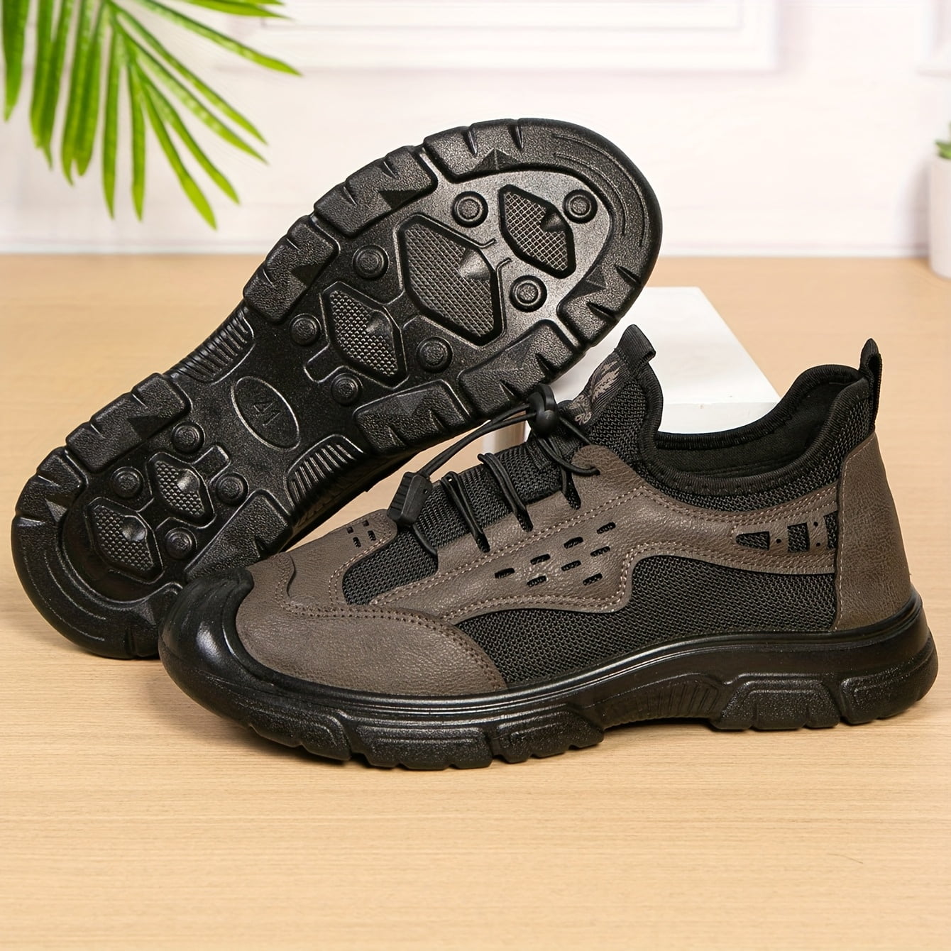 Old Beijing Cloth Shoes for Men, New Style Men's Outdoor Hiking Shoes, with Toe Cap and Anti-Slip Sole, Dad Shoes Breathable Sports Casual Shoes