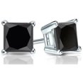 thumbnail image 3 of 18k White Gold 1 Ct Princess Cut Black Sapphire Stud Earrings Plated by Paris Jewelry, 3 of 4