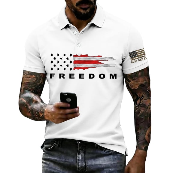 Evdexr Mens 250th Anniversary Usa Polo Shirts Patriotic Button Down Shirts 1776 2026 Short Sleeve Stars and Stripes T Shirts 4th Of July Big and Tall Golf Tops White 2XL