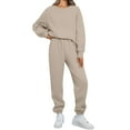 thumbnail image 1 of Tenues 2 Pcs pour Femmes Survêtement Ensemble Chandail en Molleton Ample Mode Automne avec Poches, 1 of 6