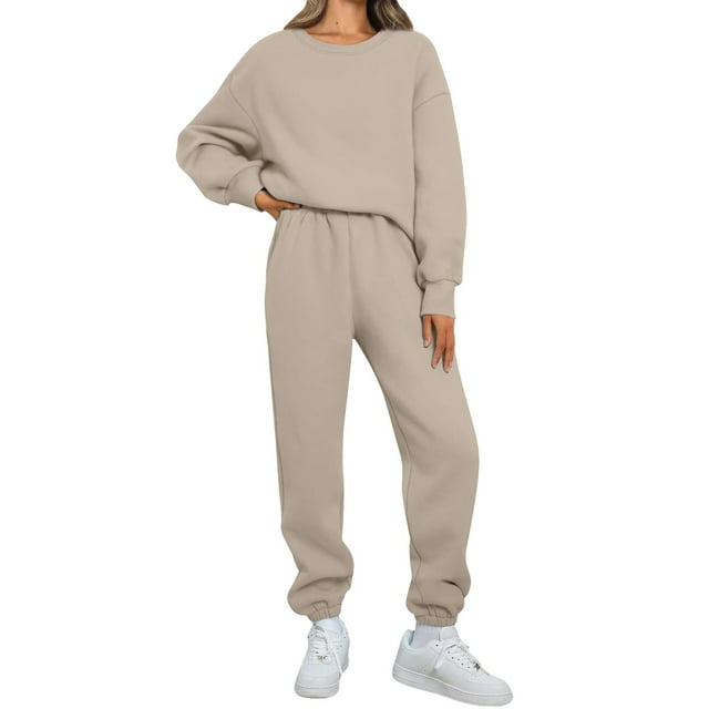 Womens 2 Piece Outfits Sweatsuit Oversized Sweatshirt Sets Baggy Sweatpants Fall Fashion With Pockets