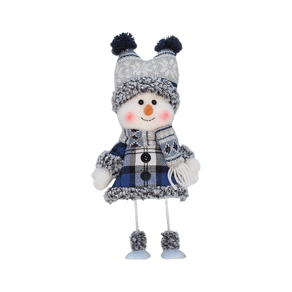 ZMKIAG Blue Fabric Doll for Christmas - Cute Ski Swing Snowman Decorative Plush Toy with Hat and Scarf, Unique Holiday Gift for Home Decor, Festive Tabletop or Tree Accessories