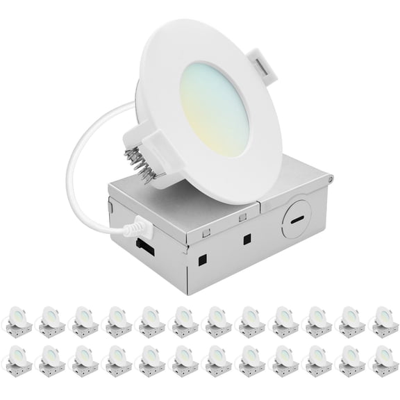 LUXRITE 3 In. LED ECO Backlit Mini Panel Light, 5CCT 2700K-5000K, 660LM, 8W, 100 Beam, Dimmable ETL & Wet Rated 24 Pack