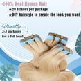 thumbnail image 2 of MY-LADY 20PCS Wavy Curly Tape in 100% Real Human Hair Extensions Hairpiece Skin Weft Full Head 14inch #613 Bleach Blonde, 2 of 9