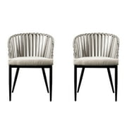 Southern Enterprises 2pc White and Black Contemporary Outdoor Patio Chairs with Cushions 33"