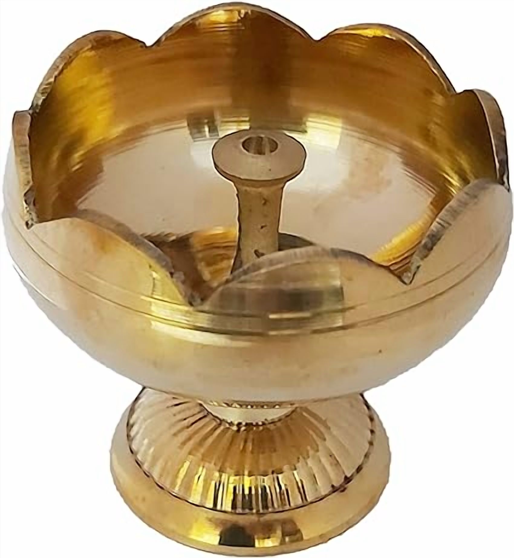 PARIJAT HANDICRAFT Handmade Indian puja Golden Oil lamp for Diwali Pooja Article akhand Diya for Pooja Purpose.