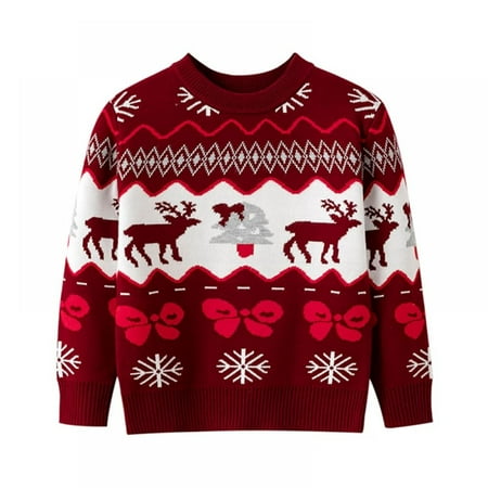 

Lovebay Toddler Kids Baby Girl Sweater Cute Elk Print Christmas Sweaters Pullover Sweatshirt Top Fall Winter Clothes 2-7 Years