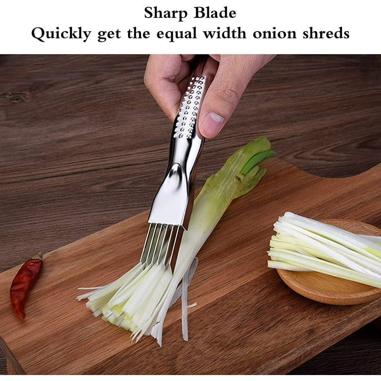 2 Pack Shred Silk The Knife, Stainless Steel Scallion Cutter