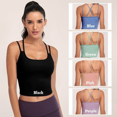 CRZ YOGA Womens Butterluxe V Neck Workout Tank Top - with Built in Shelf  Bra Slimming Tummy Control Camisole Tank Tops