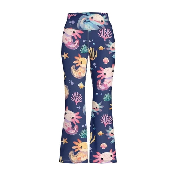 FINALGANG Girls Flare Leggings Kids Cartoon Prints High Waist Stretch Yoga Trousers Slim Fit Sports Pants For Daily Wear Play Trendy Bottoms