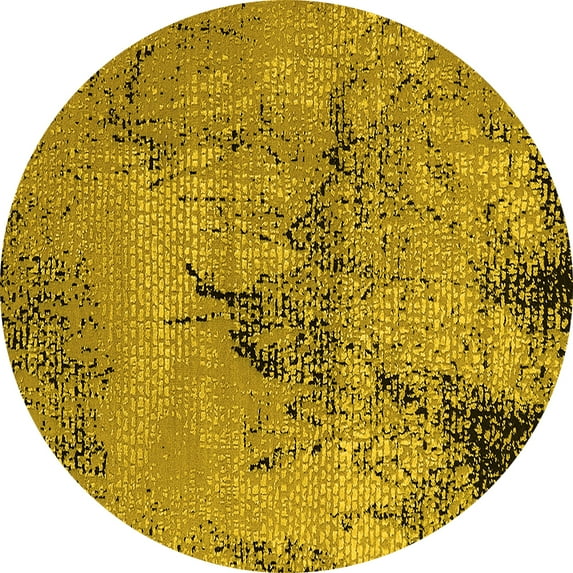 Ahgly Company Indoor Round Oriental Yellow Industrial Area Rugs, 8' Round