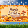 thumbnail image 5 of Autumn Leaves Happy Birthday Pumpkins Sunflowers Harvest Banner for Celebration Outdoor Decoration Thanksgiving, 5 of 8