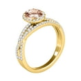 thumbnail image 3 of Aonejewelry 1.15 Ct. Ttw Halo Diamond and Oval Shape Morganite Ring In 10k Yellow Gold, 3 of 4