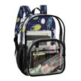 thumbnail image 2 of Large Clear PVC Backpack Heavy Duty See Through Backpack for Adults Work Travel, Dark Blue-rocket Printed 12L, 2 of 8