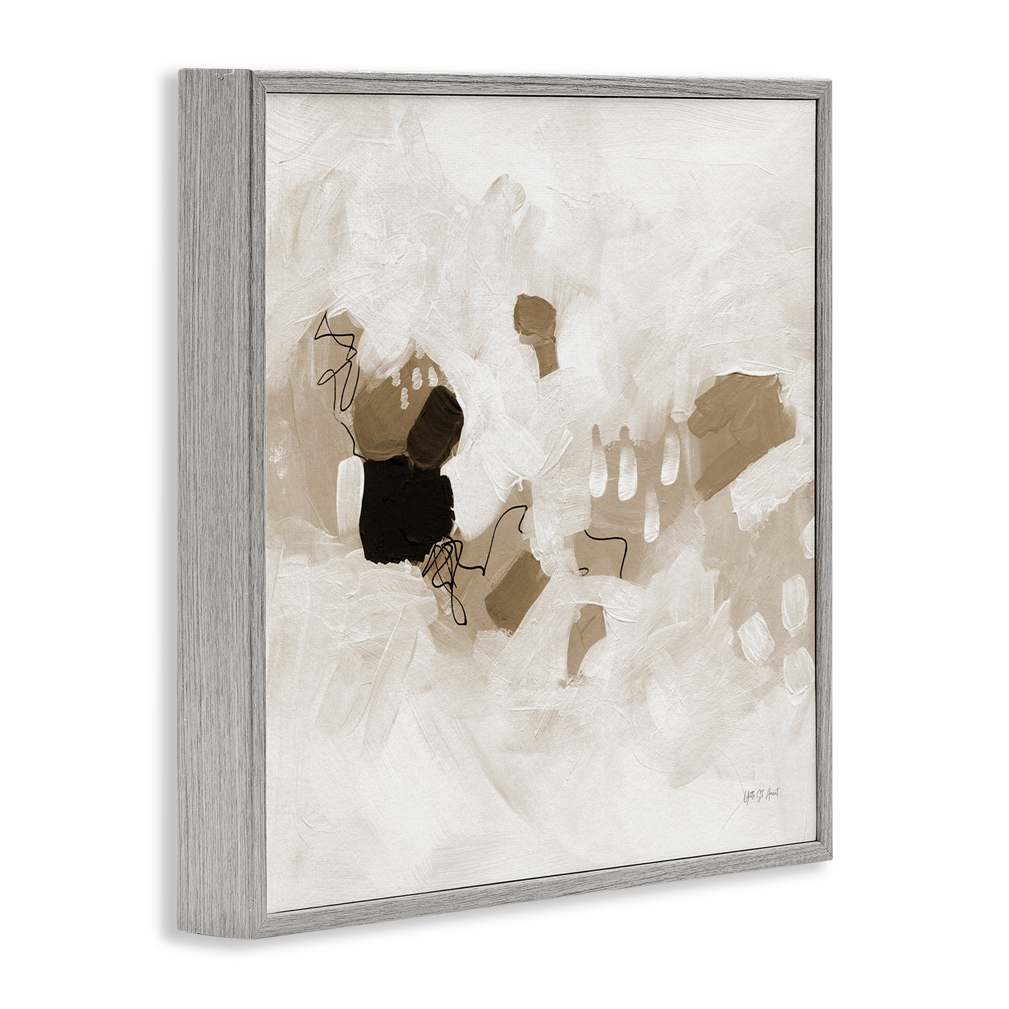 Stupell Industries Neutral Classic Conservatory Abstract Painting Gray Framed Art Print Wall Art, 17 x 17