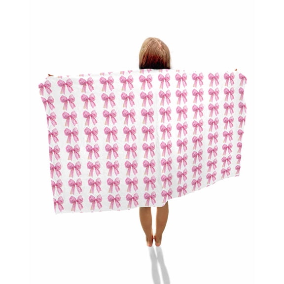 Pink Bow Ribbon Beach Towels Oversized Super Absorbent, Bowknot Bow Tie Aesthetics Minimalist Lightweight Bath Towel Quick Dry Sets For Bathroom/Pool/Rv Camping/Beach Play/Gym Room/Picnic 30"x60"