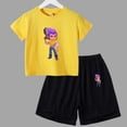 thumbnail image 4 of Conjunto de 2 piezas de camiseta y pantalones cortos divertidos para niños y adolescentes, de algodón, para verano, juego de lucha, Anime, Cosplay, ropa deportiva informal para niño y niña, conjunto p, 4 of 5