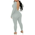 thumbnail image 3 of TAIAOJING Women's Long Sleeve Bodysuit Women Workout Seamless Jumpsuit Yoga Ribbed 1 Piece Long Sleeve Leggings Romper Yoga Rompers, 3 of 8