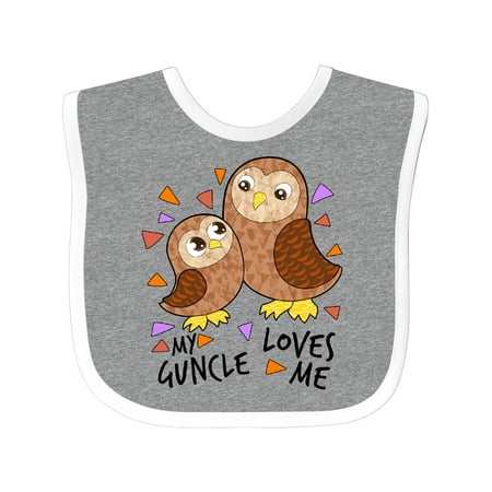 

Inktastic My Guncle Loves Me- Cute Owl Family Gift Baby Boy or Baby Girl Bib