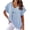 Blue, variant on WREESH Women's Cotton Linen V-Neck T-Shirt Casual Short Sleeve Graphic Tee with Batwing Sleeves Khaki