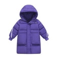 thumbnail image 3 of LRen Girls Lightweight Long Hooded Down Jacket Packable Winter Warm Coat Outerwear Z2-Purple,5-6 Years, 3 of 5