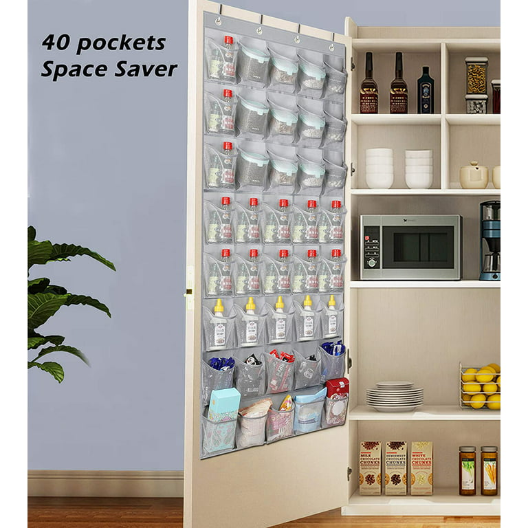 Misslo Over The Door Hanging Pantry Snack Organizer 40 Pockets Door Shoe Holder Closet Shoe Rack for Kids Accessory Storage, White, Adult Unisex