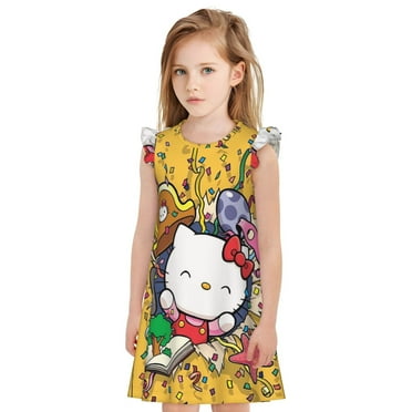 Hello Kitty Girls Nightgowns Casual Dress Sleepwear Soft Cute Pajamas for Kids M