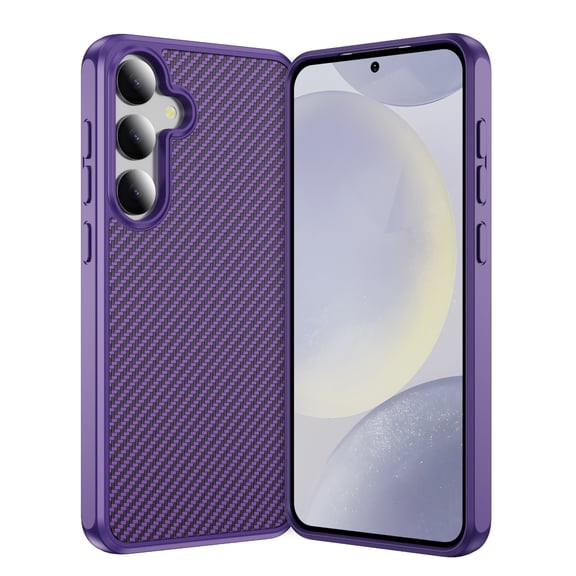 Compatible with Samsung Galaxy S25 Phone Case,Fiber Pattern Design,Military-Grade Drop Protection,Shockproof Tough Durable Ultra Slim Anti-fall Rugged Thin Fit Skin-Feel Phone Case,Purple