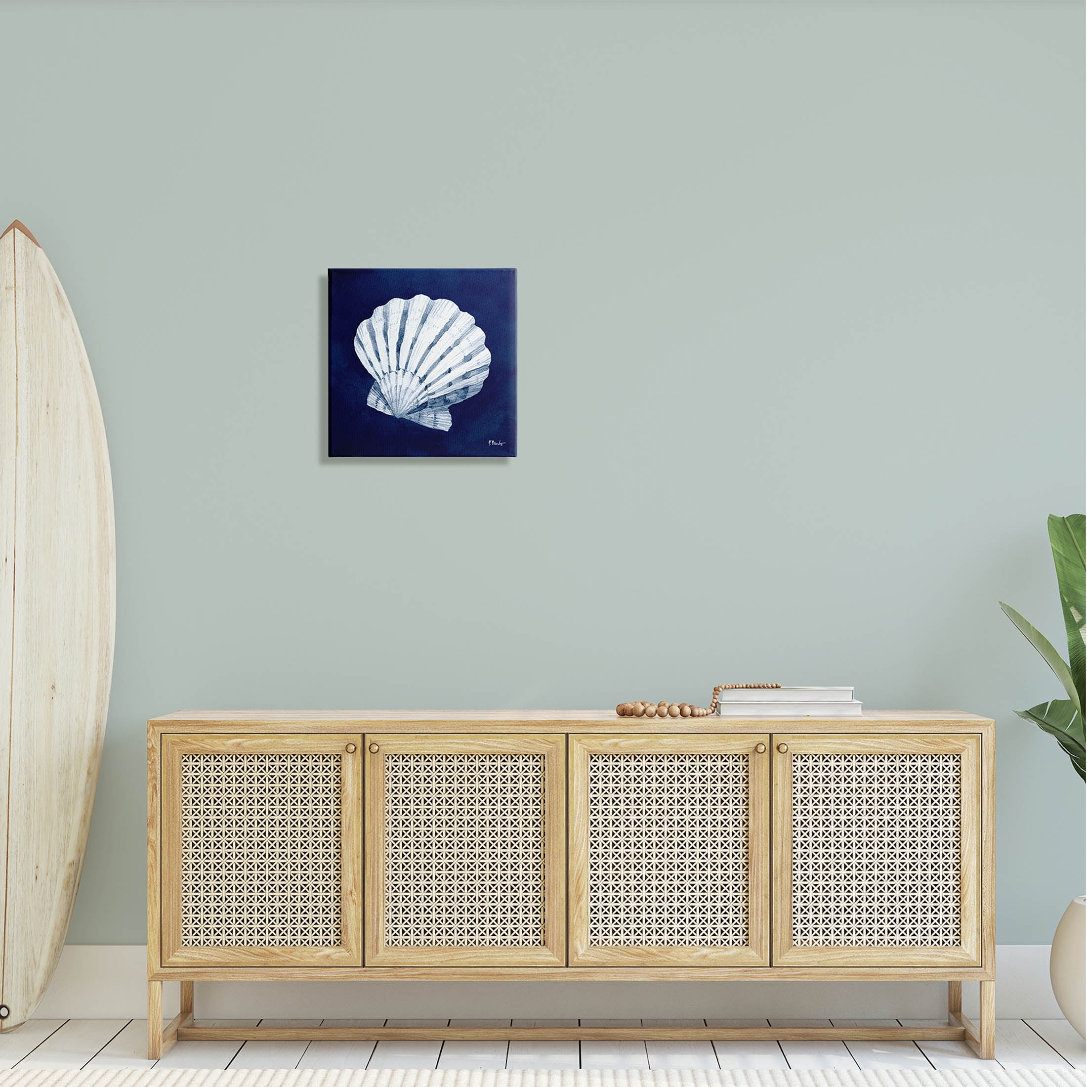 Stupell Industries Cyanotype Shells Traditional Scallop Graphic Art Gallery Wrapped Canvas Print Wall Art, Design by Paul Brent