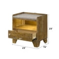 thumbnail image 2 of JERFIT Modern LED Nightstand with Charging Station, Light Brown Bedside Table with USB Port, Drawer and Wood Legs for Bedroom, 2 of 7