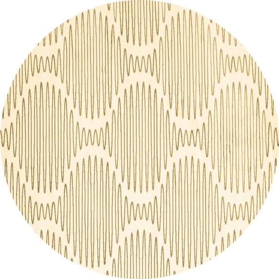 Ahgly Company Indoor Round Abstract Brown Contemporary Area Rugs, 7' Round