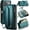 Blue Green, variant on Case for iPhone 17 Pro Max, Crossbody Wallet Phone Case with RFID Blocking Kickstand, Anti-Drop Wireless Charging Card Slots, PU Leather Shoulder Bag Clutch Adjustable Strap
