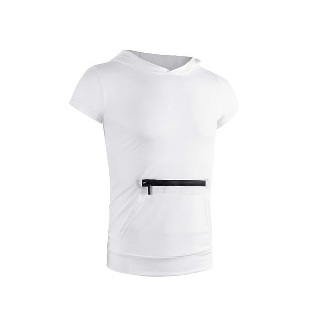 ZAXARRA Hommes Veste de Sport d'Été de Couleur Unie à Capuche Manches Courtes T-Shirt
