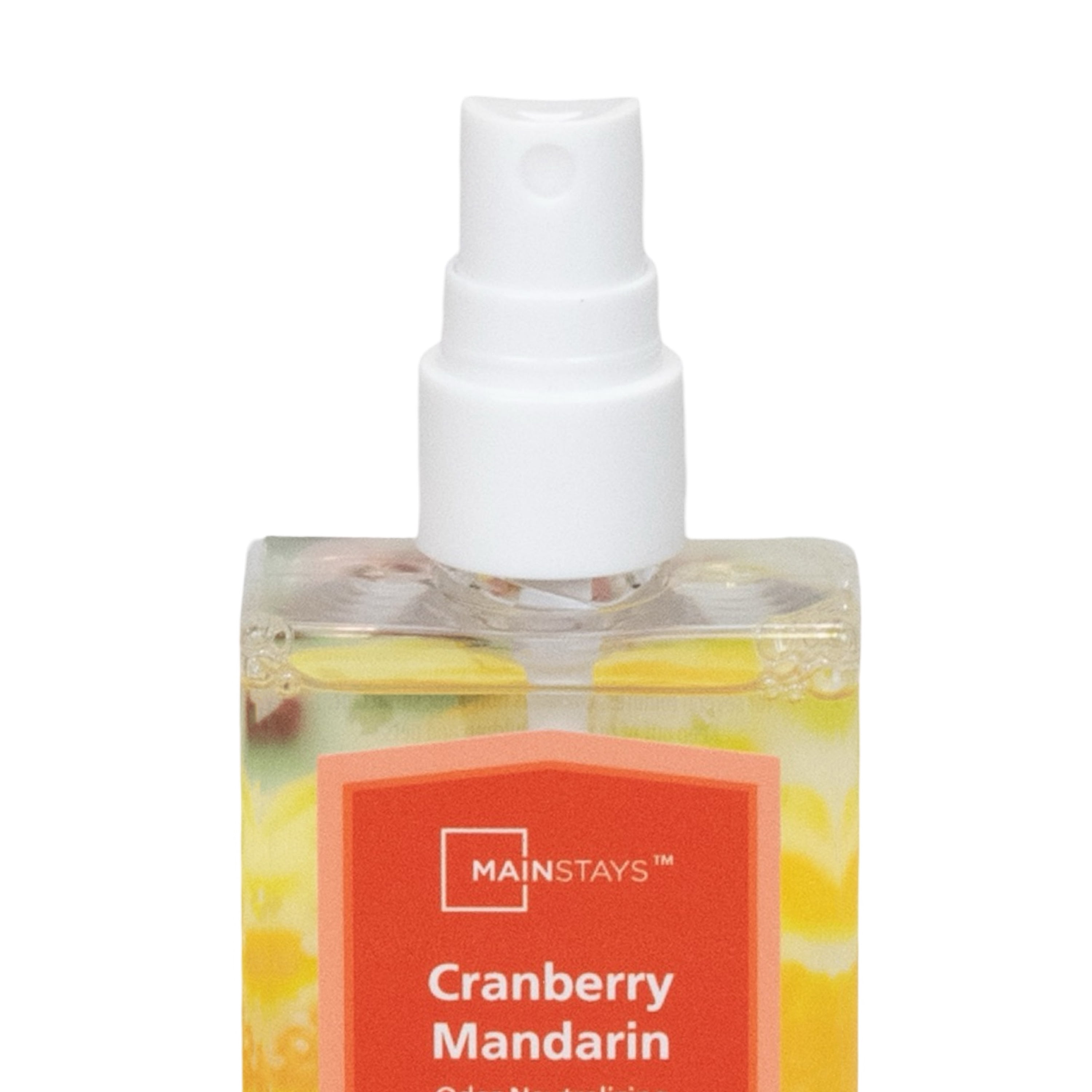 Mainstays Mandarin Cranberry Scented Room & Linen Spray 3.4 fl oz (100mL).