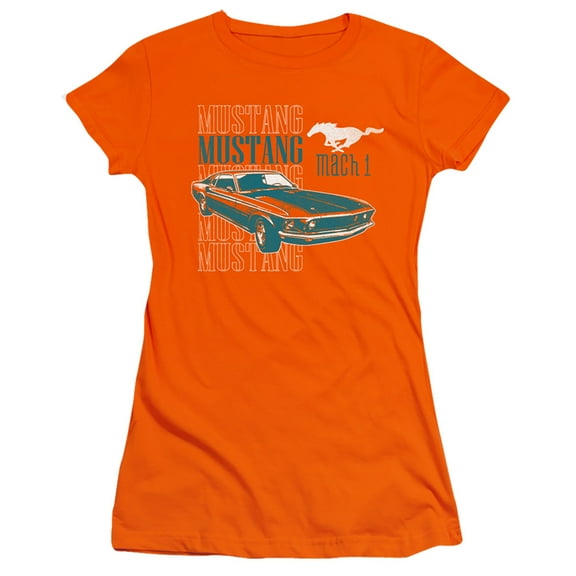 Ford Mustang Mach 1 Repeat S/S Junior Women's T-Shirt Sheer Orange