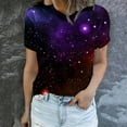 thumbnail image 4 of GUZYING Graphic Tees for Women Busniess Casual Tops for Women Trendy Women's Starry Print Casual Fashion Short Sleeve Tops Blouse(Purple,L), 4 of 6