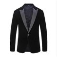 thumbnail image 1 of Men's Velvet Blazer Slim Fit Solid Tuxedo Jacket Business Casual Blazer 1.23, 1 of 5