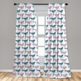 thumbnail image 5 of Ambesonne Whale Curtains, Swimming Happy Fish Sea, Pair of 28"x95", Blue Lilac and White, 5 of 5