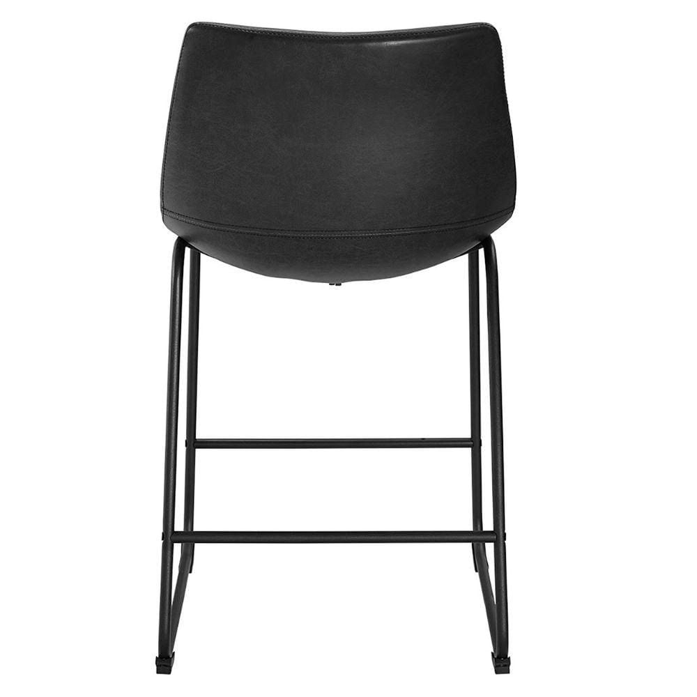 London Stylish Black Counter Stool Faux Leather PU 26", Black Metal Counter stool, Kitchen Furniture, Kitchen Island (Set of 2)