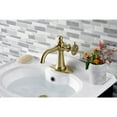 thumbnail image 2 of Kingston Brass KSD3547CG Fuller One-Handle Single-Hole Bathroom Faucet with Deck Plate and Push Pop-Up Drain, Brushed Brass, 2 of 7
